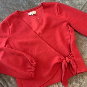 MADEWELL Texture & Thread Red Wrapped Top